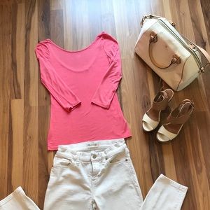 Pink 3/4 sleeve guess shirt $30
